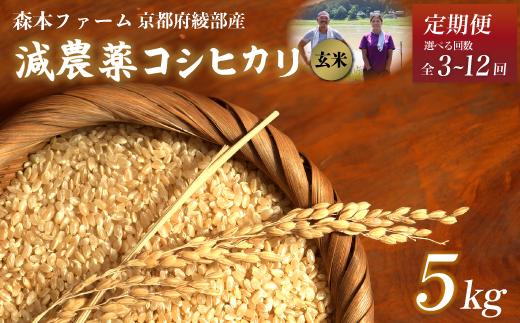 
            【定期便3～12回】【令和6年産】令和6年産 減農薬コシヒカリ 玄米 5kg【 定期便 毎月お届け 3ヶ月 6ヶ月 12ヶ月 米 コシヒカリ こしひかり 5キロ 5kg 玄米 こめ コメ お米 おこめ 農家直送 減農薬 低農薬 綾部 京都 森本ファーム 】
          