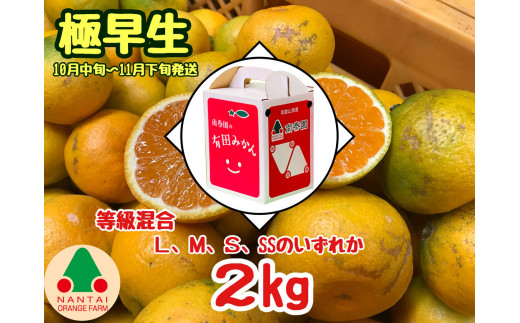 
                  等級混合 極早生 有田 みかん L ～ SS サイズ 2kg 南泰園 和歌山 有田みかん
                