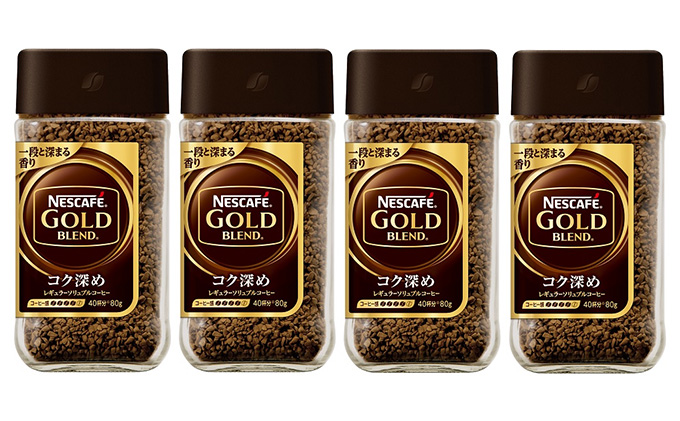 コーヒー ネスカフェ ゴールドブレンド 80g × 4本 コク深め ネスレ インスタントコーヒー インスタント コーヒー粉 粉 防災 長期保存 災害 非常 ドリンク 飲み物 飲料 ソフトドリンク コーヒー飲料 珈琲 備蓄 静岡 静岡県 島田市