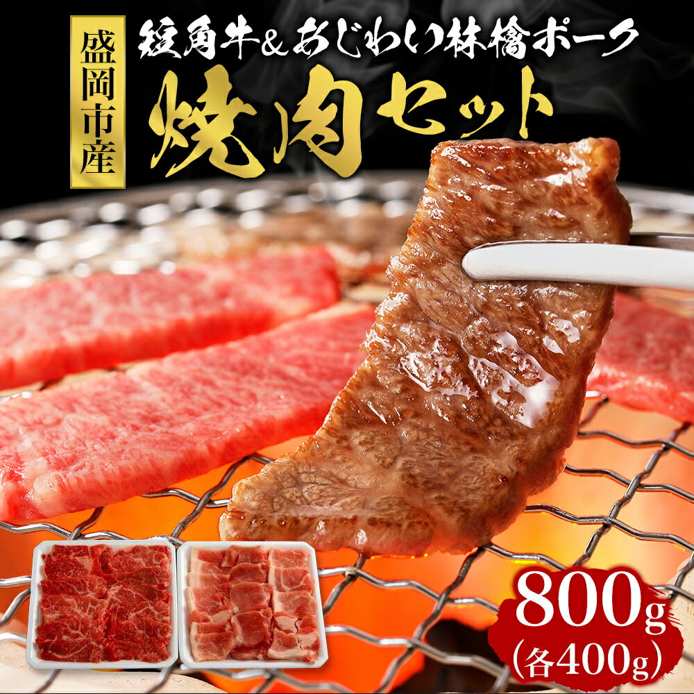 【ふるさと納税】 もりおか短角牛 もりおかあじわい林檎ポーク 牛肉 豚肉 焼肉セット 800g 400g×2 国産牛 国産豚 短角牛 国産牛肉 国産豚肉 焼き肉 ビーフ 岩手県 盛岡市 東北 岩手 盛岡 九戸屋肉店