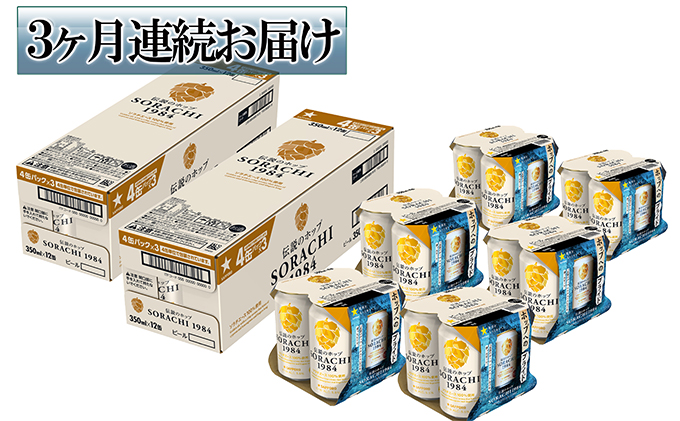 ◆3ヶ月定期便◆上富良野町発祥！伝説のホップ「ソラチエース」使用【SORACHI 1984】350ml×24缶 北海道 上富良野町 ソラチ1984 お酒 酒 飲み物 ビール 地ビール サッポロビール 