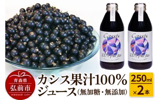 カシス果汁100％ジュース（無加糖・無添加）250ml×2本【果汁飲料】