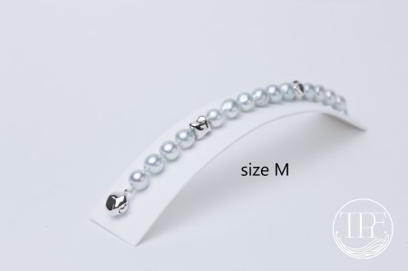 【090-07】養殖場　9.5mm珠ナチュラルバロックブレスレット（Ｍサイズ）