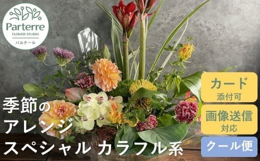 季節のフラワーアレンジメント スペシャル  【 カラフル 系】【スペシャル】お花 プレゼント 生花 贈り物 岩手県 北上市 G0067花工房 パルテール 花 アレンジ カラフル 記念日 誕生日 結婚記念日 バレンタイン ホワイトデー 卒業祝い 入学式祝い プレゼント 敬老の日 クリスマス 正月 還暦 古希 喜寿 ギフト ブーケ おしゃれ [