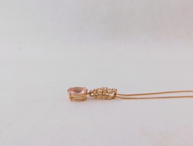 【一点もの】モルガナイト（1.38ct）ダイヤモンドK18PGペンダント　J12　K06086-H