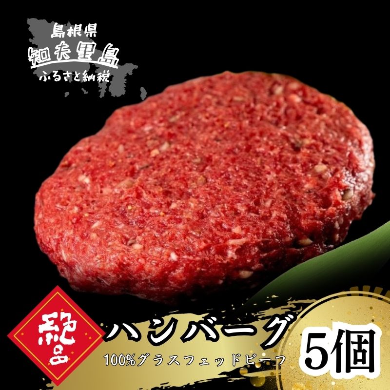 【ふるさと納税】「100％グラスフェッドビーフ」知夫里の塩と燻製胡椒で味わう、グラスフェッドビーフのハンバーグ5個