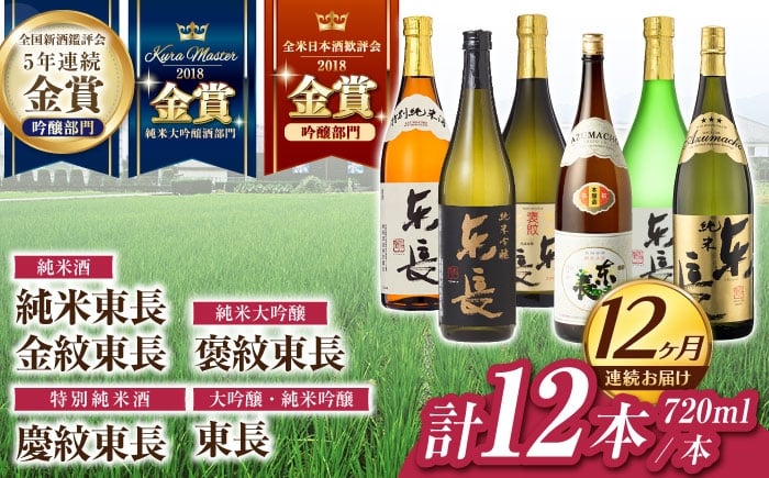 
            【12回定期便】東長 6種堪能セット 計12本(大吟醸 東長・褒紋東長・純米吟醸　東長・慶紋東長・純米東長・金紋東長) 720ml【瀬頭酒造】 [NAH128]
          