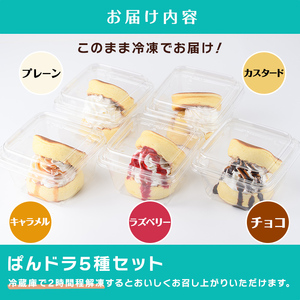 フワフワパンケーキ ぱんドラ5種セット(合計5個・プレーン・チョコ・カスタード・ラズベリー・キャラメル) パン どら焼き おやつ デザート スイーツ お菓子 カナの魔法たまごCafe＜離島配送不可＞【