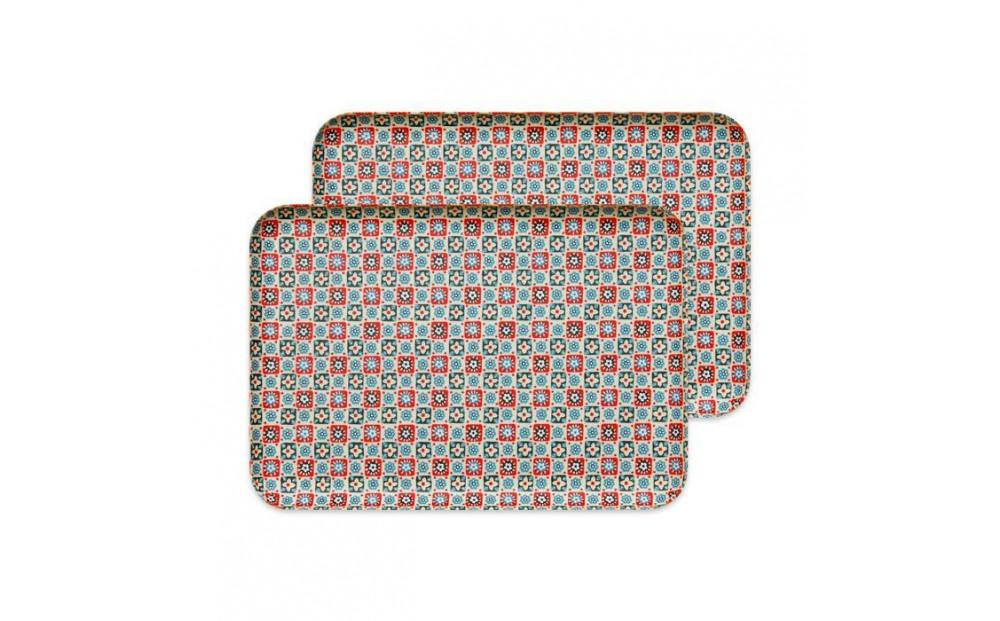 タツクラフト 友禅和紙トレー L 39cm 2枚セット 花入り格子 【Tk328】 303446_DA90134VC12