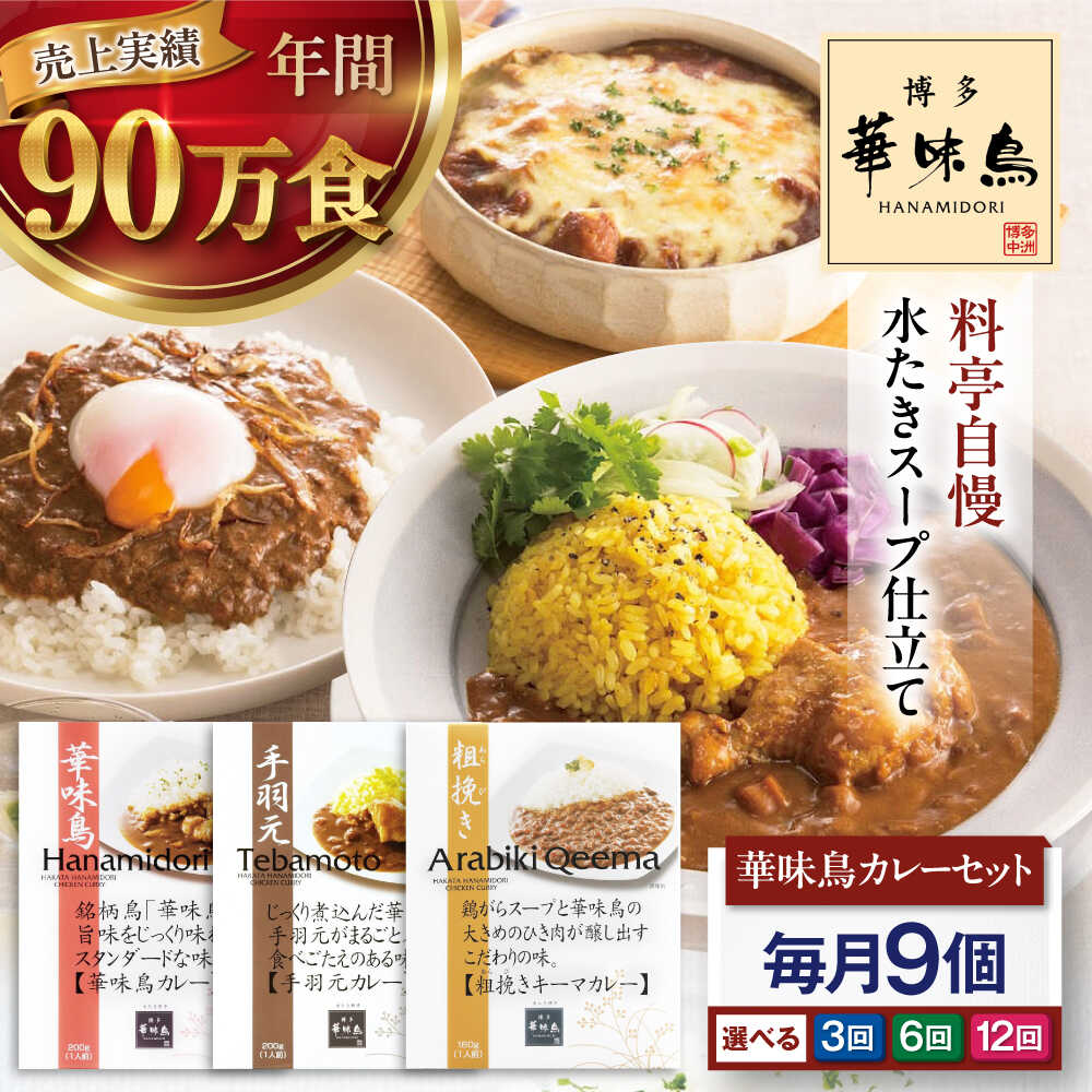 【ふるさと納税】【選べるお届け回数】 博多華味鳥　カレーセット9食入り 定期便 3ヶ月 6ヶ月 12ヶ月 3回定期便 6回定期便 12回定期便 愛媛県大洲市/トリゼンフーズ株式会社 カレーレトルト カレー インスタントカレー はなみどり[AGDT024]
