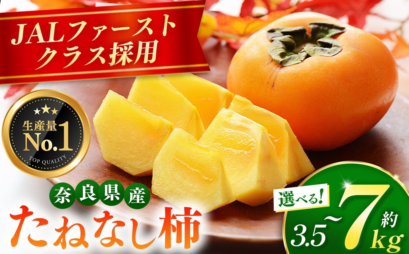 
            大人気 ！  JAL ファーストクラス 採用 たねなし 柿  選べる 容量 約 3.5kg or 5kg or 7kg| リピーター 多数 フルーツ 果物 くだもの かき カキ たねなし 種無し 種なし 奈良県 五條市 西岡農園 大容量 たっぷり 種なし 甘い 10月 11月 秋 旬 食物繊維 豊富 美容 健康 農家直送 産地直送 お取り寄せ グルメ 送料無料 低農薬 自宅用
          