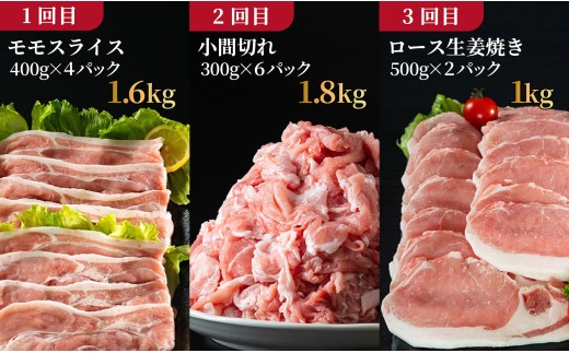B621 《定期便》長崎県産豚 食べ比べ 梅コース【3回お届け】