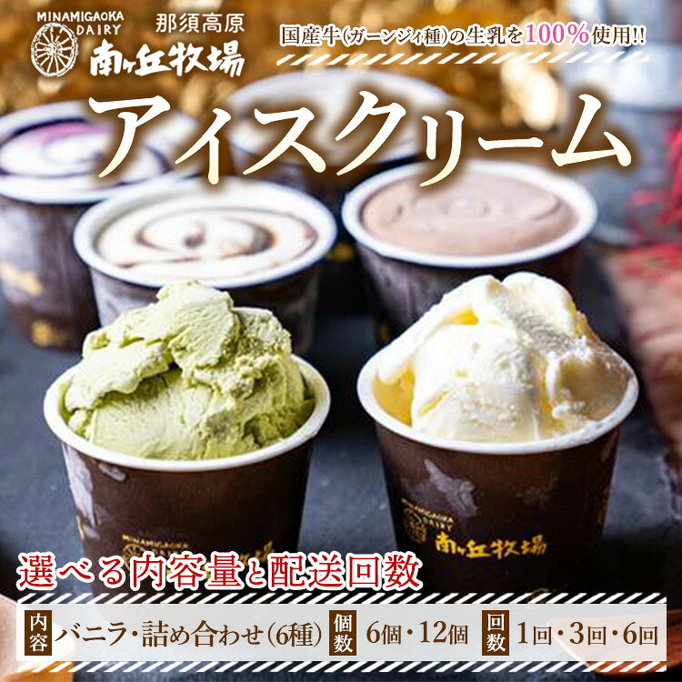 【ふるさと納税】年内発送 12/15迄受付 【お歳暮】【選べる内容と配送回数】南ヶ丘牧場 アイスクリーム 6個セット/12個セット ｜ スイーツ アイス 高級アイス 詰め合わせ 乳牛 冷凍 那須町