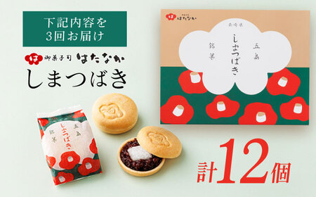 【全3回定期便】サクサク最中 しまつばき 12個入 もなか あん 餡 もち 椿モチーフ 五島市/観光ビルはたなか [PAX042]