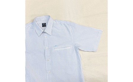 【遠州織物】武襯衣 先染ストライプドビー織シャツ　メンズ 半袖 グレー ファッション 服 男性  グレーＭ