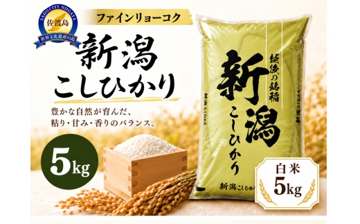 【令和8年産 コシヒカリ 5kg】 《食味鑑定士厳選》新潟県佐渡産コシヒカリ 白米5kg（5kg×1袋） | 新潟県産コシヒカリ 新潟産コシヒカリ 新潟コシヒカリ 佐渡島産コシヒカリ 新潟県産こしひかり 佐渡産こしひかり お米 米 こしひかり 白米 精米 ブランド米 おこめ コメ 5キロ にいがた さど 新潟県 佐渡市