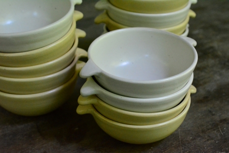 陶芸工房 雲歩窯「耐熱スープ皿」２色セット ※直火調理OK