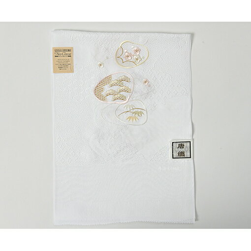 【ふるさと納税】工芸品 帯揚げ 10月～5月 白地に貝合わせの刺繍 正絹100% 和装 民芸品 伝統技術 黒留め袖 訪問着 付下げ 袷 UVカット加工 篠原縫製 兵庫県伊丹市　お届け：ご入金確認後、約1週間ほどで発送いたします。