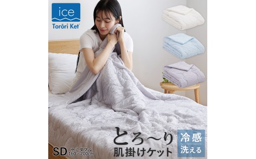 アイスとろーりケット　肌掛け布団　セミダブル（グレー）_アイス とろーりケット 肌掛け 布団 セミダブル 160 × 200cm カラー グレー キルトケット ひんやり 冷感 洗える 夏 熱帯夜 柔らか リバーシブル 掛け心地 レーヨン 吸湿 ポリエステル マイクロ 長繊維 清潔 送料無料_Qc168-gy