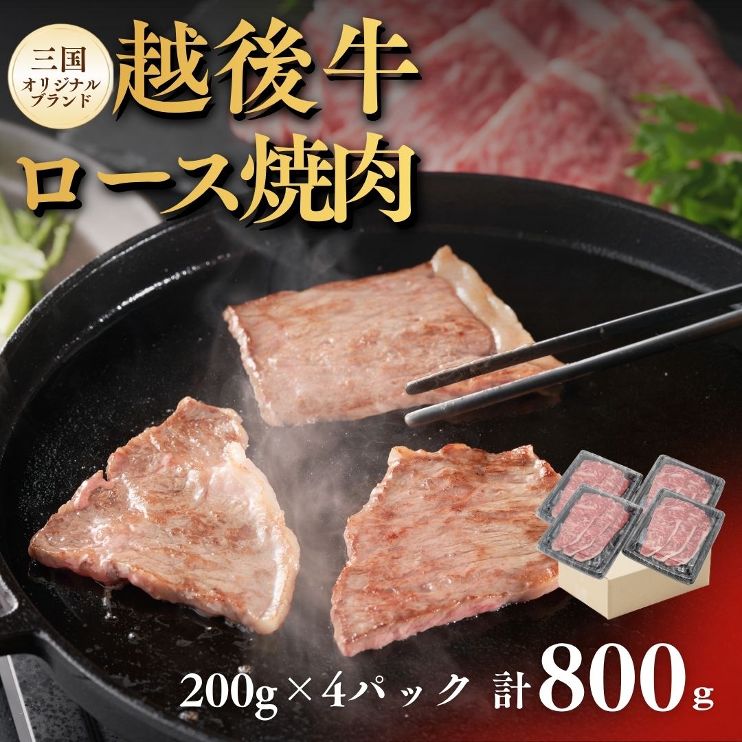【ふるさと納税】ロース焼肉 越後牛 計800g（200g×4パック） 三国 焼き肉 新潟県産 ブランド牛 国産牛 和牛 牛肉 ロース肉 冷凍 ご褒美 ギフト 新潟県 小千谷市
