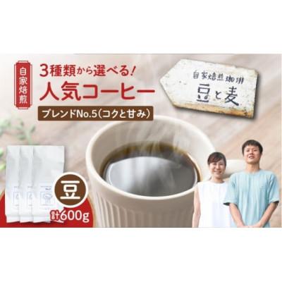 ふるさと納税 奄美市 【自家焙煎】豆と麦 ブレンドNo.5(豆) 計600g(200g×3袋)