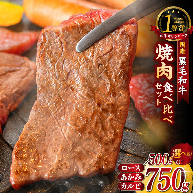 【ふるさと納税】東浦町産黒毛和牛『下村牛』焼肉 食べ比べセット【2種 500g・3種 750g】【選べるセット内容（カルビ・あかみ・ロース 各250g）】焼肉用 牛肉 ブランド牛 和牛 国産 黒毛和牛 赤身肉 焼き肉 グルメ 肉 ビーフ 人気返礼品 高級和牛 冷凍便 送料無料 [AM017]