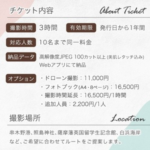 いちき串木野市 旅行 密着 撮影 チケット！団体 観光 お祝い 思い出 体験【00-127-02】