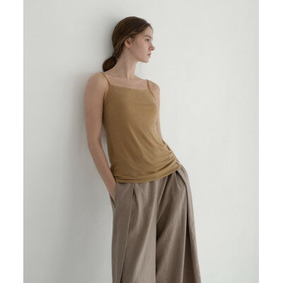 【ふるさと納税】【洗える/柔らかマシュマロ素材/草木染め】キャミソール　マリーゴールドアカネキャメル【1694983】