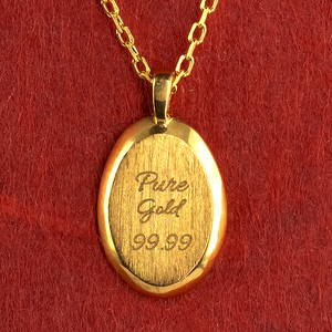 ネックレス 純金 24金 ペンダントトップ レディース インゴット型 24k ゴールド チェーン 金属アレルギー 対応 K24 プレート オーバル 小ぶり 地金 ジュエリー シンプル 人気 普段 使い