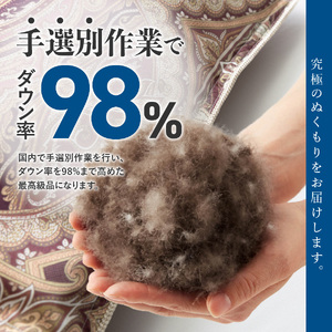 【甲州羽毛ふとん】肌掛シルクプリント手選別アイダーダウン（キング） ブルー系 羽毛布団 甲州羽毛布団 寝具 掛けふとん 布団 掛布団 キング布団 山梨 富士吉田