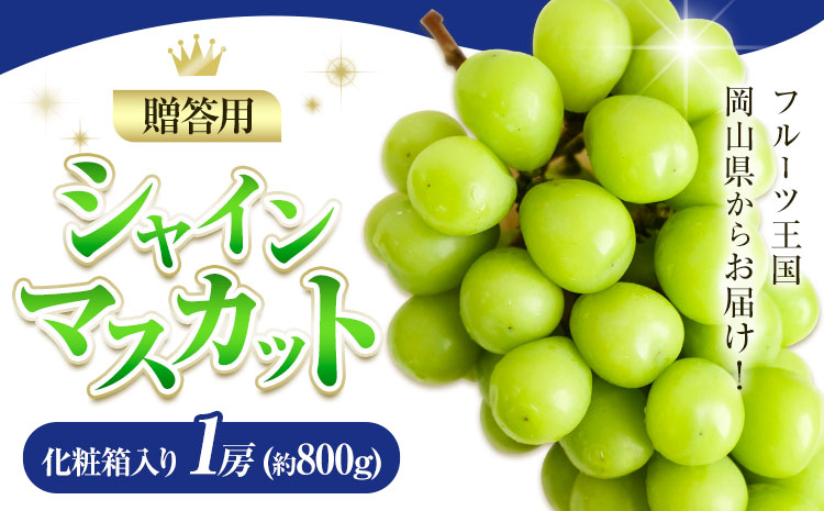 贈答用 フルーツ王国 岡山県産 シャインマスカット 化粧箱入り 1房 Lino ＆ Kai Farm《2026年10月上旬-11月中旬頃出荷》マスカット 送料無料 岡山県 浅口市 ギフト シャインマスカット 岡山 ぶどう フルーツ 果物