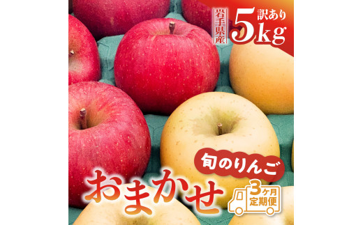 
【定期便/3ヶ月】りんご 訳あり 品種おまかせ 5kg (計15kg) 旬のりんご2種類以上 サンふじ シナノゴールド 王林 はるか 奥州ロマン 陽光
