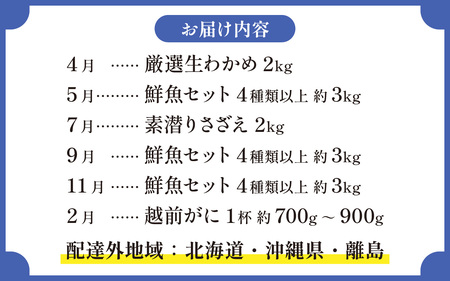 【定期便６回】福井 南越前 海のごちそう便 |  日本海 旬