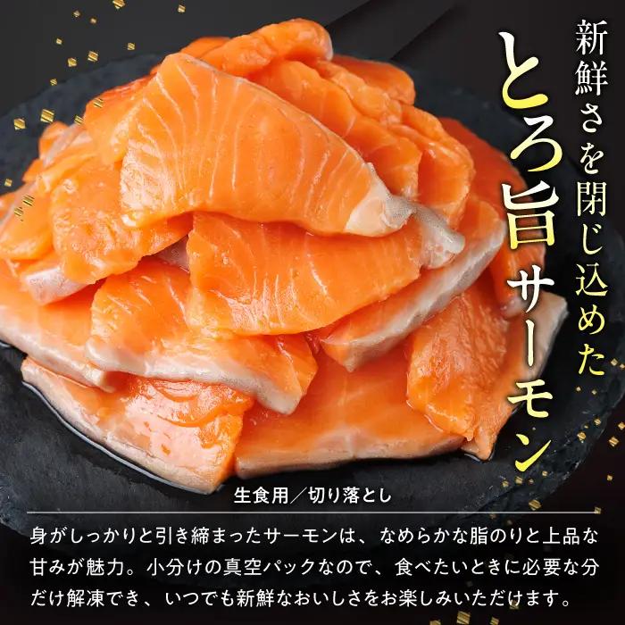 お刺身用 サーモン切り落とし (計400g) 鮭 小分け 真空 パック 冷凍 刺身 シャケ サケ 魚 魚介 漬け丼 海鮮丼 【AW-115】【丸正水産】