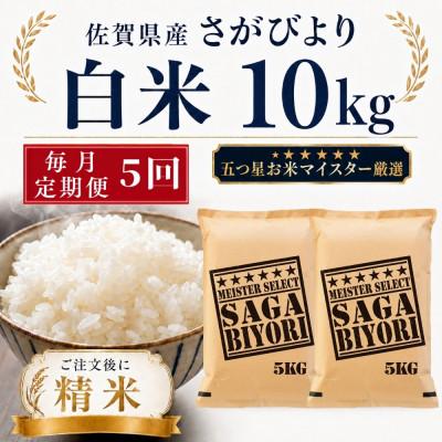 ふるさと納税 多久市 【毎月定期便】さがびより白米10kg(5kg×2袋)(多久市)全5回
