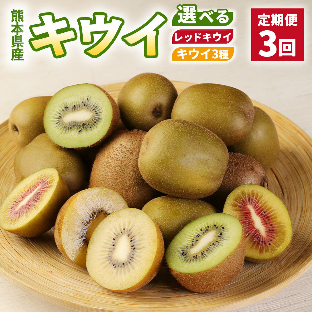 【ふるさと納税】【3ヶ月定期便】＜選べる種類＞レッドキウイ / キウイ3種 各月約1.5kgずつお届け 1ヶ月毎 3回 キウイ フルーツ くだもの 果物 果実 デザート 冷蔵 熊本県産 国産 九州 熊本県 益城町 送料無料 【2026年11月下旬～2027年2月上旬まで順次発順次送予定】