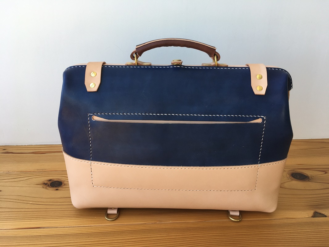 【紺】 本革 レザー ドクターバッグ