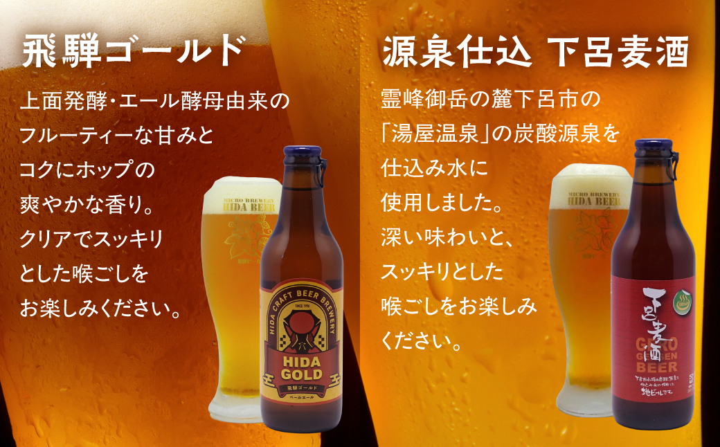 飛騨の地ビール 飲み比べ 8本セット（4種×各2本 ホワイト/ブラック/ゴールド/下呂麦酒）| ビール 地ビール クラフトビール 麦酒 エール ライトエール ダークラガー ラガー 飛騨高山 地ビール飛