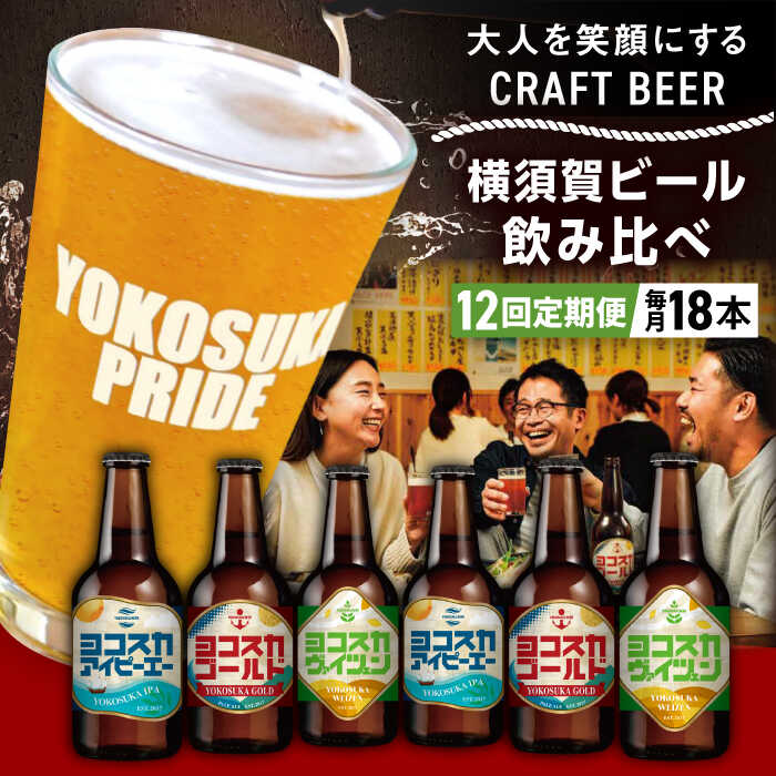 【ふるさと納税】【全12回定期便】飲み比べ ビール 3種　18本セット （330ml瓶×計216本）クラフトビール 【有限会社たのし屋本舗】[AKAE055]