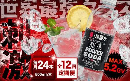【全12回定期便】龍馬POWER SODA 500ml×24本 計288本 炭酸水 炭酸飲料 [ARER012]
