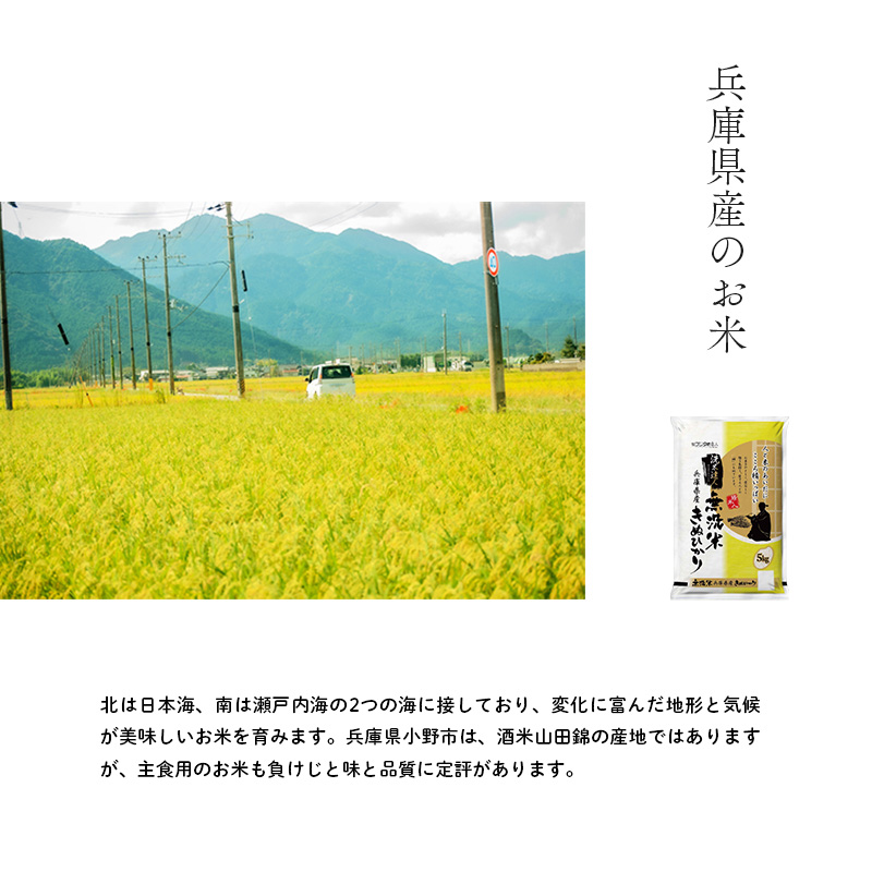 兵庫県産 キヌヒカリ 無洗米 5kg [ お米 米 おいしい きぬひかり 兵庫県 小野市 ] 精米 白米 ご飯 手間いらず 白さ 輝き 絹 粘り さっぱり 甘み お弁当 