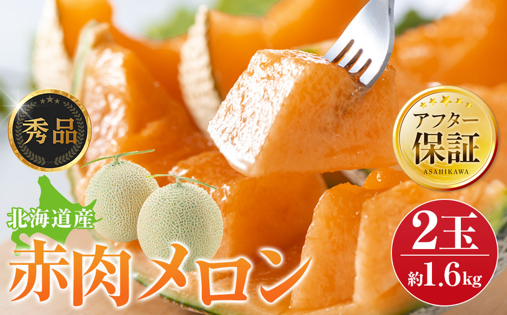 【先行予約】秀品 北海道産赤肉メロン約1.6kg×2玉 (2026年7月中旬から発送開始予定) _05926