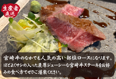 【D040・黒毛和牛レストラン直送】宮崎牛霜降りロースミニステーキ8枚セット（80g×8枚 国産 牛肉 黒毛和牛 霜降り ステーキ ロース 焼肉 BBQ A4等級以上 冷凍 送料無料）