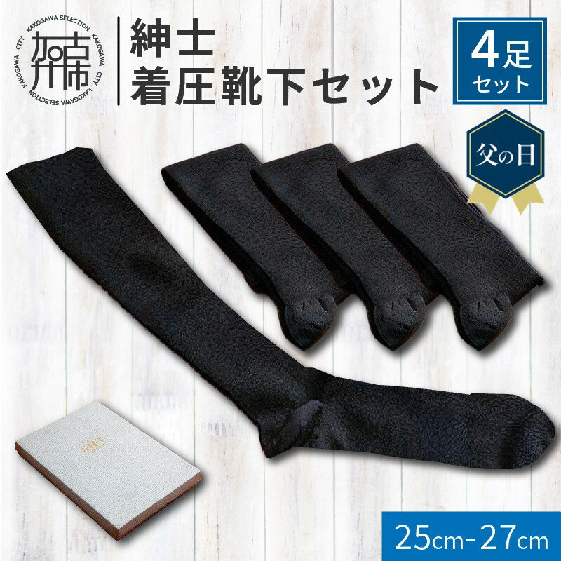 【ふるさと納税】 紳士着圧靴下セット《 衣類 靴下 紳士用 メンズ 着圧ソックス 4足セット セット 詰め合わせ むくみ くつした ふるさと納税 プレゼント 送料無料 おすすめ ギフト 日用品 》