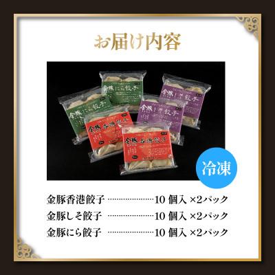 ふるさと納税 宮崎市 金豚餃子セット(香港餃子・しそ餃子・にら餃子)1パック10個入×各2パック　計60個 |  | 03
