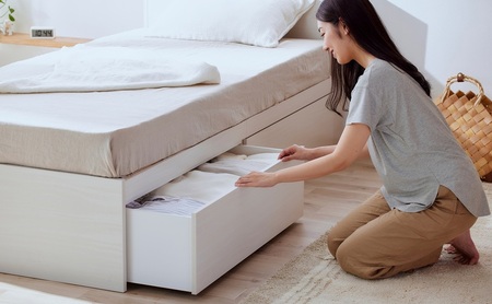 ベッド 収納ベッド宮付き DSBM-S オフホワイト シングル 宮付き 収納 北欧風 おしゃれ 引き出し 収納 かわいい 2口コンセント すのこ構造 ベッド下収納 1人暮らし 新生活 アイリスオーヤマ