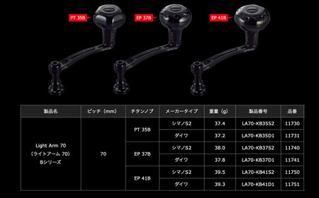 LIVRE リブレ LightArm70 EP 41Bノブ シマノS2用(オールブラック)  / 釣り具 釣り用品 釣り アウトドア 亀山市 / 有限会社メガテック[AMBB247-5]
