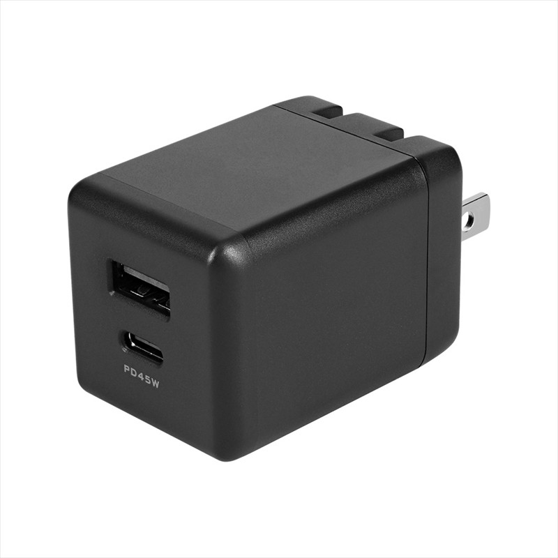 
            Owltech GaN(窒化ガリウム)採用 USB Type-C×1 USB Type-A×1 最大PD45W出力 コンパクト2ポートAC充電器 OWL-APD45C1A1G-BK ブラック【 AC充電器 家電 神奈川県 海老名市 】
          