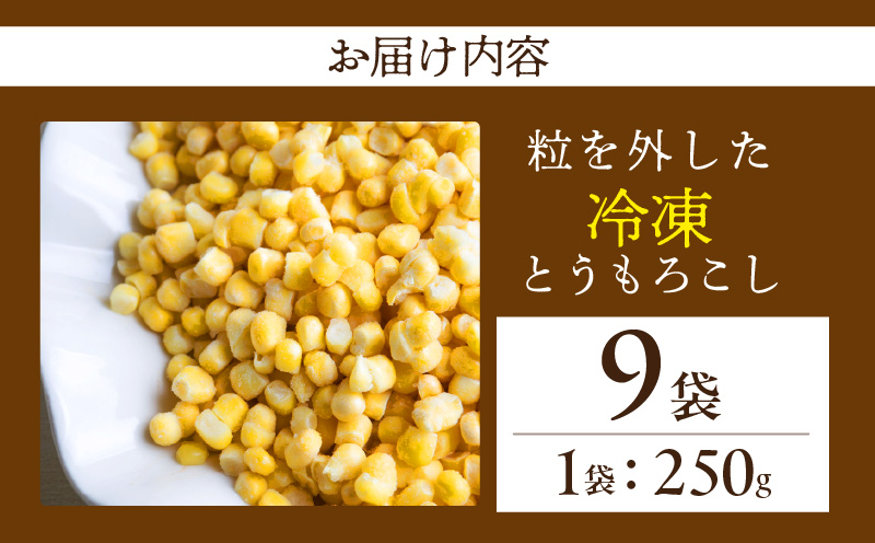  粒を外した冷凍とうもろこし（250g×9袋）・H093