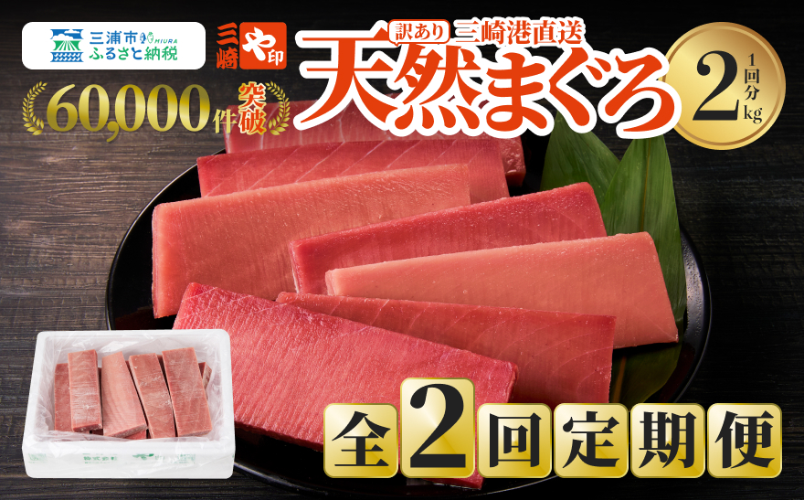 【訳あり】【全2回定期便】【2kgを2回お届け】（徳用）老舗三崎まぐろ問屋から直送！新鮮天然マグロ赤身 2kg　M063-T02